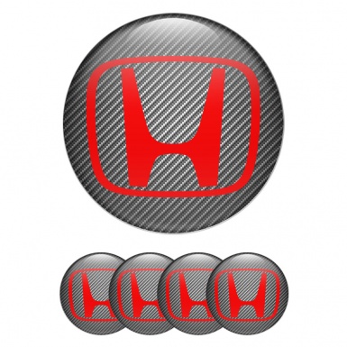 Honda Wheel Emblems for Center Caps Carbon Red