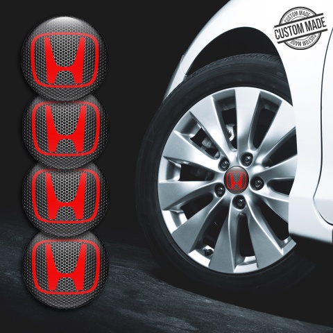Honda Wheel Emblems for Center Caps Steel Red