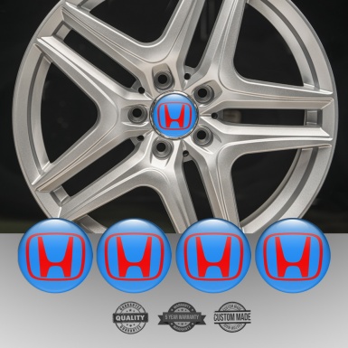 Honda Domed Stickers for Center Caps Navy Red