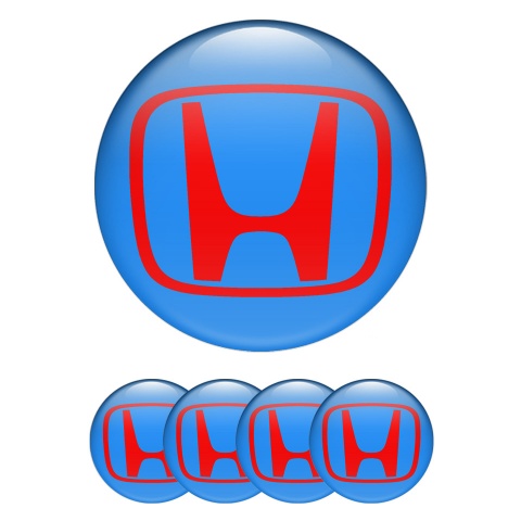 Honda Domed Stickers for Center Caps Navy Red