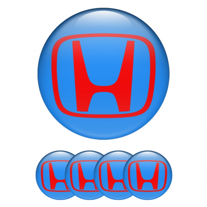 Honda Domed Stickers for Center Caps Navy Red