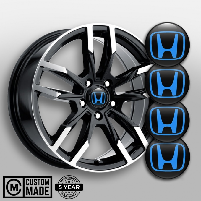 Honda Domed Stickers for Center Caps Black Navy