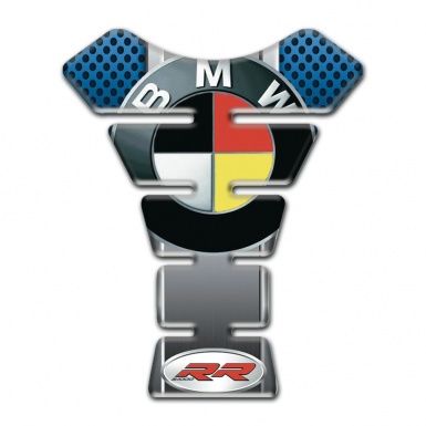 BMW RR Style Tank Protector Anti Slip Sticker Blue Perforated Base 