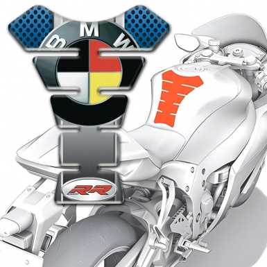 BMW RR Style Tank Protector Anti Slip Sticker Blue Perforated Base 