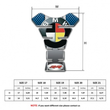 BMW RR Style Tank Protector Anti Slip Sticker Blue Perforated Base 