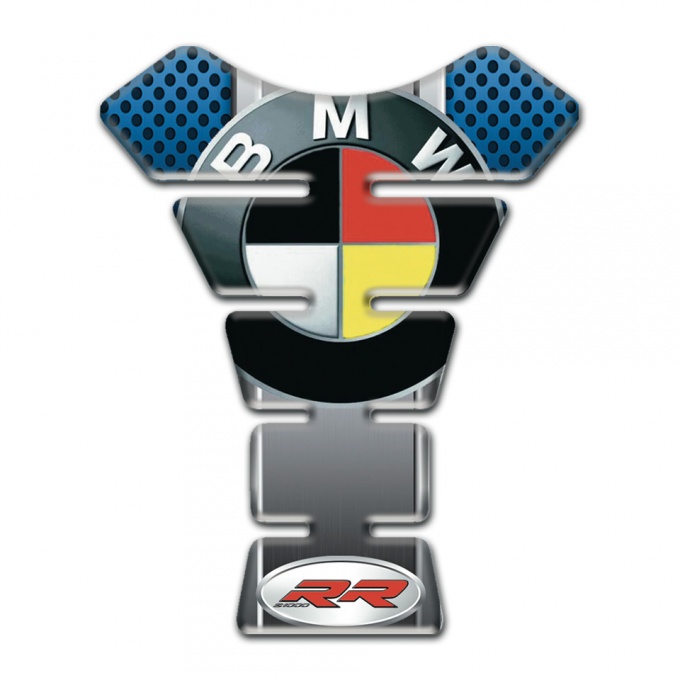 BMW RR Style Tank Protector Anti Slip Sticker Blue Perforated Base 