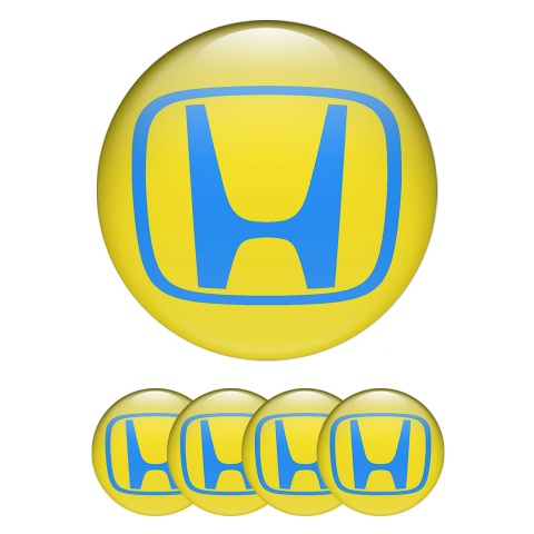 Honda Wheel Emblems for Center Caps Yellow Navy
