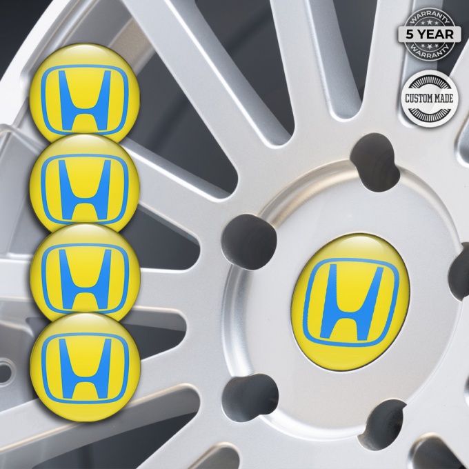 Honda Wheel Emblems for Center Caps Yellow Navy