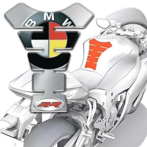 BMW RR Style Tank Guard Pads Silver base Design 