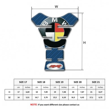 BMW RR Edition Tank Pad Protector Navy Blue carbon Base Design 