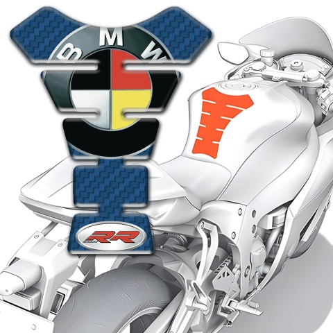 BMW RR Edition Tank Pad Protector Navy Blue carbon Base Design 
