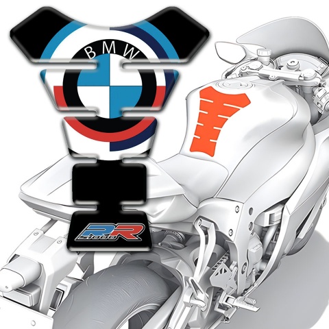 BMW RR Style Tank Guard Pads Black Base New Logo Style 