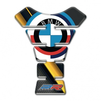BMW RR Tank Guard Pads Yellow Diagonal Line Design 