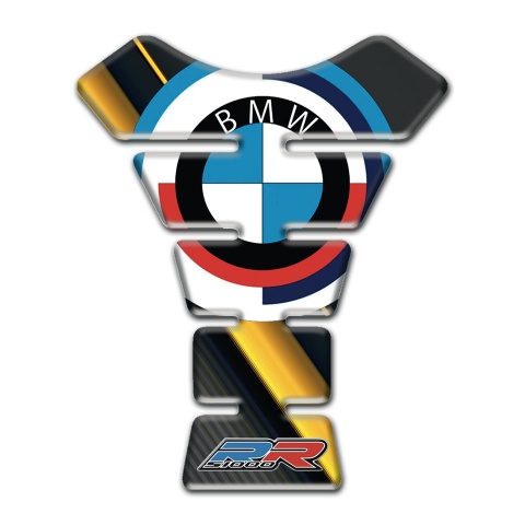 BMW RR Tank Guard Pads Yellow Diagonal Line Design 
