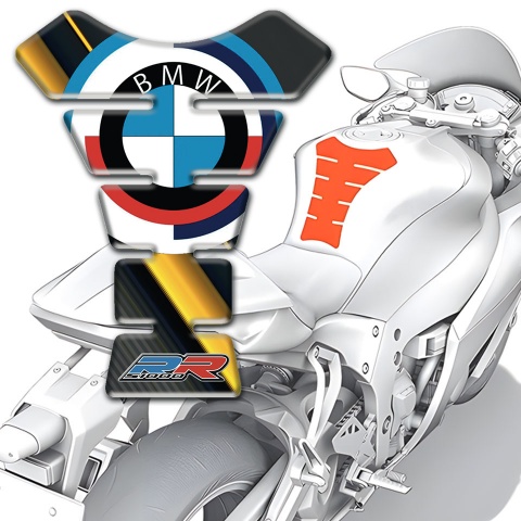 BMW RR Tank Guard Pads Yellow Diagonal Line Design 