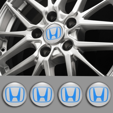 Honda Wheel Emblems for Center Caps Grey Blue