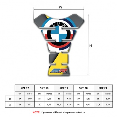 BMW RR Style Tank Pad Protector Center yellow Grey Base Design 