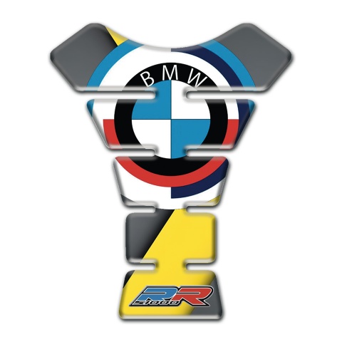 BMW RR Style Tank Pad Protector Center yellow Grey Base Design 