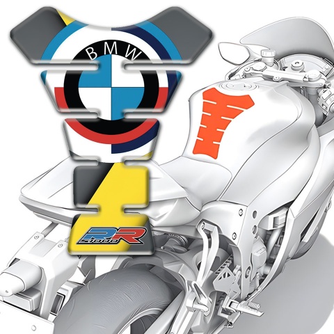 BMW RR Style Tank Pad Protector Center yellow Grey Base Design 