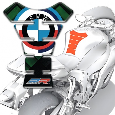 BMW Tank Pad Protector Green Black Nuance Round logo 