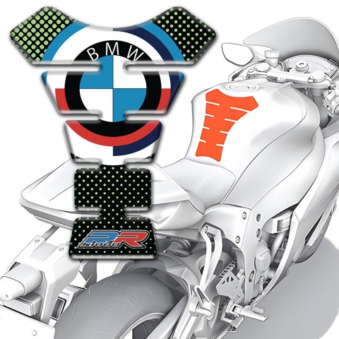 BMW RR Tank Pad Protector Black with Green dots design 