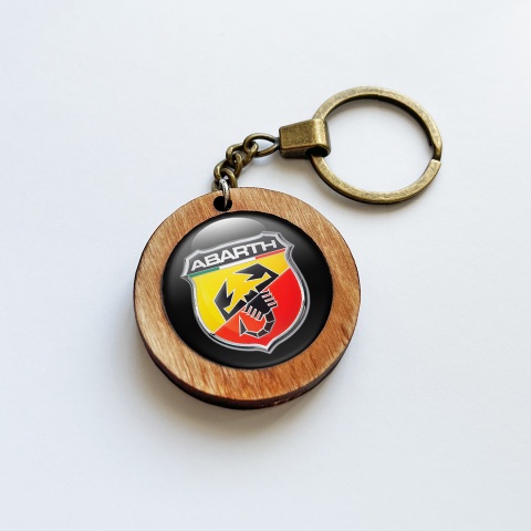 Fiat Abarth Keychain Wood Handmade Black 3D Logo