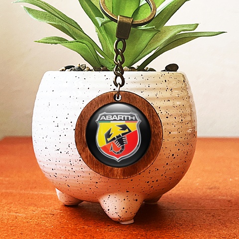 Fiat Abarth Keychain Wood Handmade Black 3D Logo