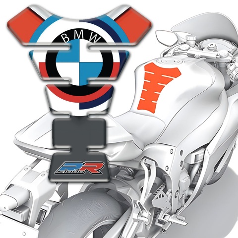 BMW RR Style Tank Guard Pads Grey Orange Background 