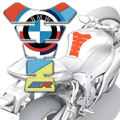 BMW RR Tank Pad Protector Multicolored Background Round Stylish Logo 