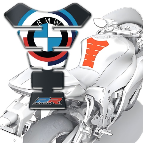 BMW RR Tank Guard Pads Dark Background and Round Logo Design 