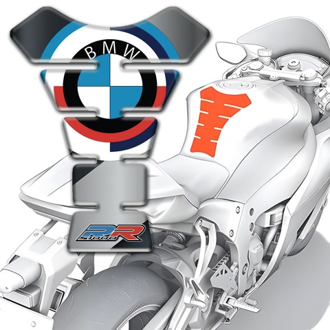 BMW RR Tank Pad Protector Grey Background with Round Logo Design 