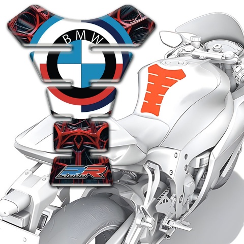 BMW RR Tank Protector Red Spider Web Background and Rond logo 