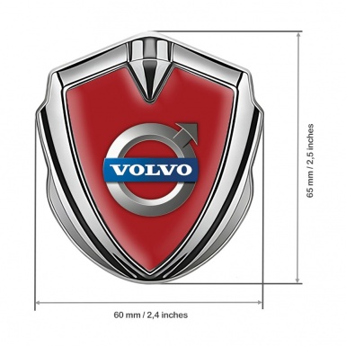 Volvo Emblem Fender Badge Silver Dark Red Design