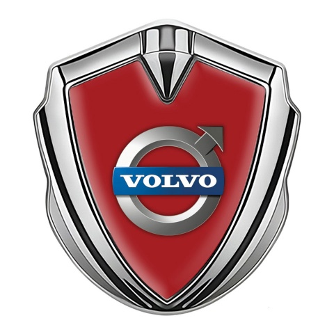 Volvo Emblem Fender Badge Silver Dark Red Design