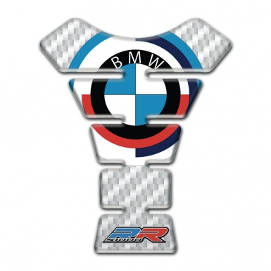 BMW Tank Guard Pads White Carbon Background and Round Logo 