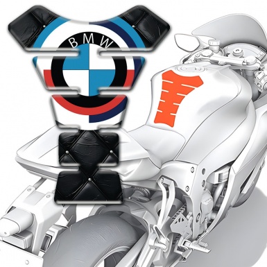 BMW Tank Guard Pads New Logo Style Black Leather Effect 