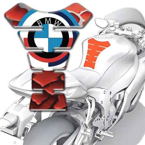 BMW Tank Pad Protector Red Grey Decoration Details New Logo Style 