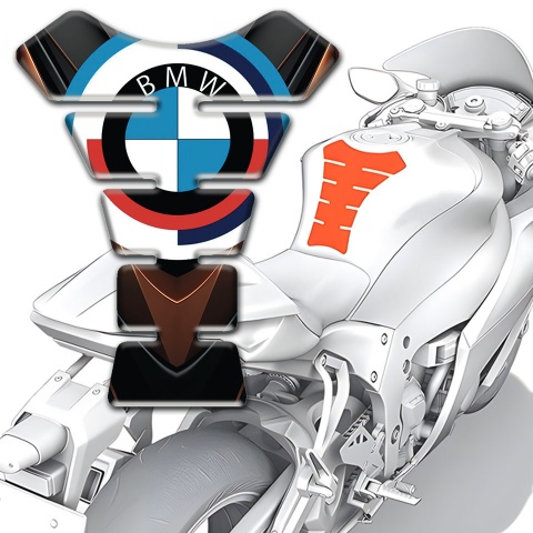BMW Tank Guard Pads Brown Black decoration Circle Logo Style 