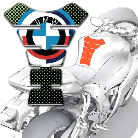 BMW Tank Guard Pads Round logo Green Dots Design 
