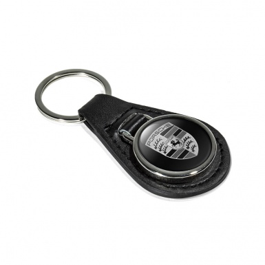 Porsche Keychain Leather Black Classic Logo Edition