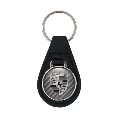 Porsche Keychain Leather Monochrome Logo Style