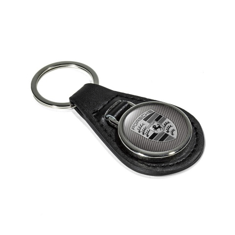 Porsche Keychain Leather Monochrome Logo Style