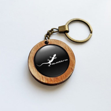 Audi Quattro Keychain Wood Black 3D Logo