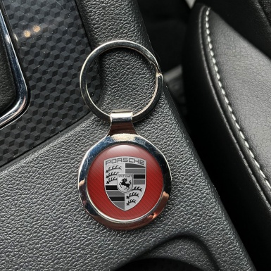 Porsche Keychain Metal Red Carbon Edition
