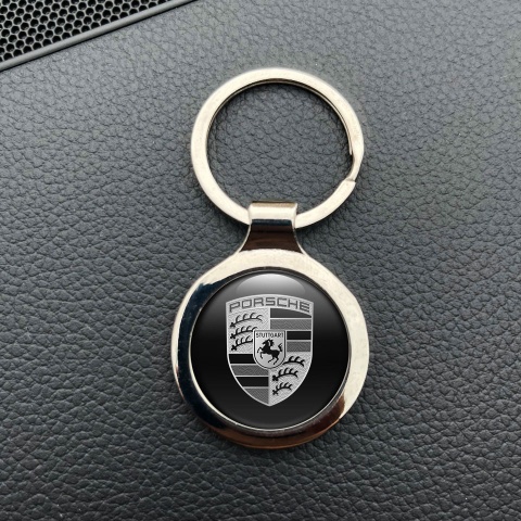 Porsche Key Chian Black Base Monochrome Logo Edition