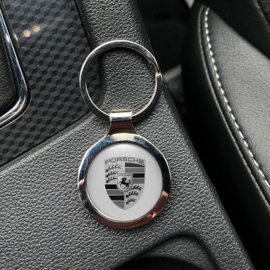 Porsche Key Holder Gray Base Monochrome Logo Vision