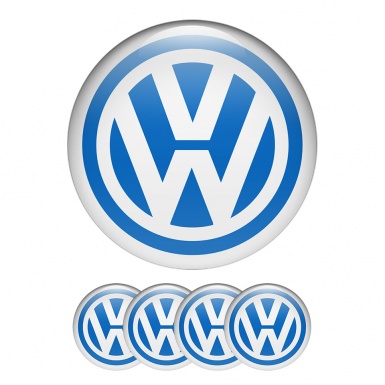 VW Volkswagen Wheel Center Cap Domed Stickers Classic Blue Ring