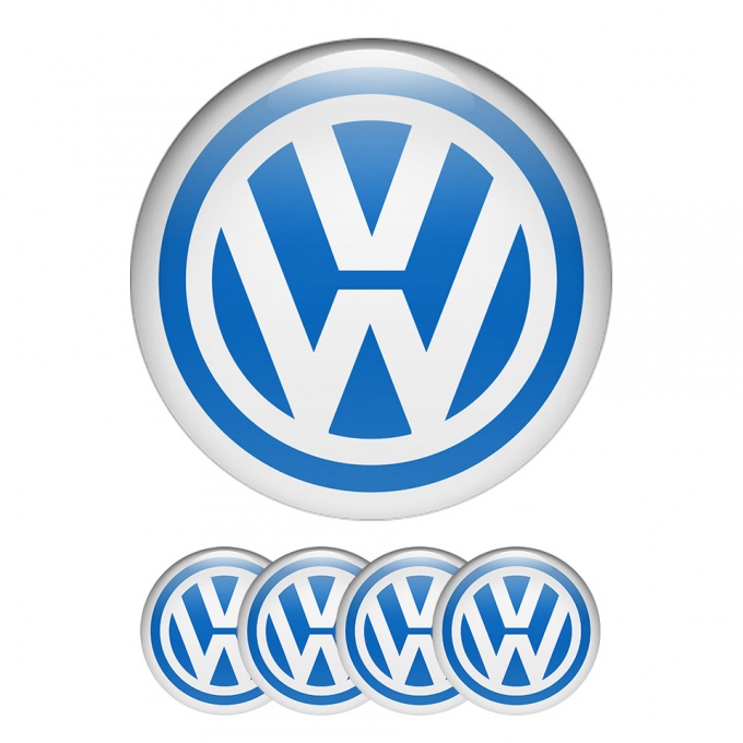 VW Volkswagen Wheel Center Cap Domed Stickers Classic Blue Ring
