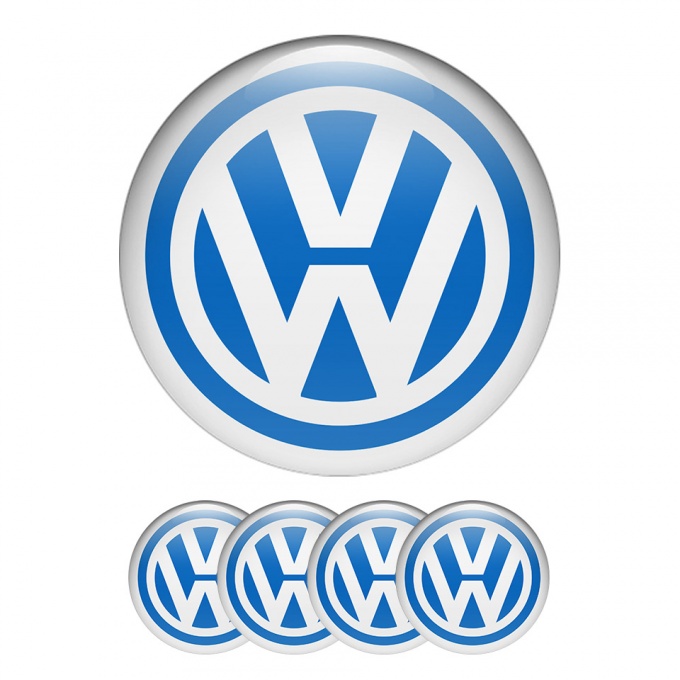 VW Volkswagen Wheel Center Cap Domed Stickers Classic Blue Ring, Wheel  Emblems, Stickers