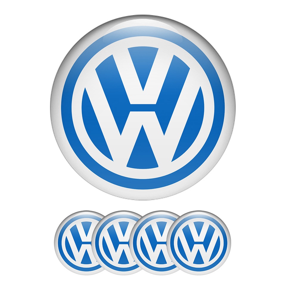 VW Volkswagen Wheel Center Cap Domed Stickers Classic Blue Ring, Wheel  Emblems, Stickers